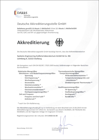 certificate of accreditation DAkkS EN ISO 17025